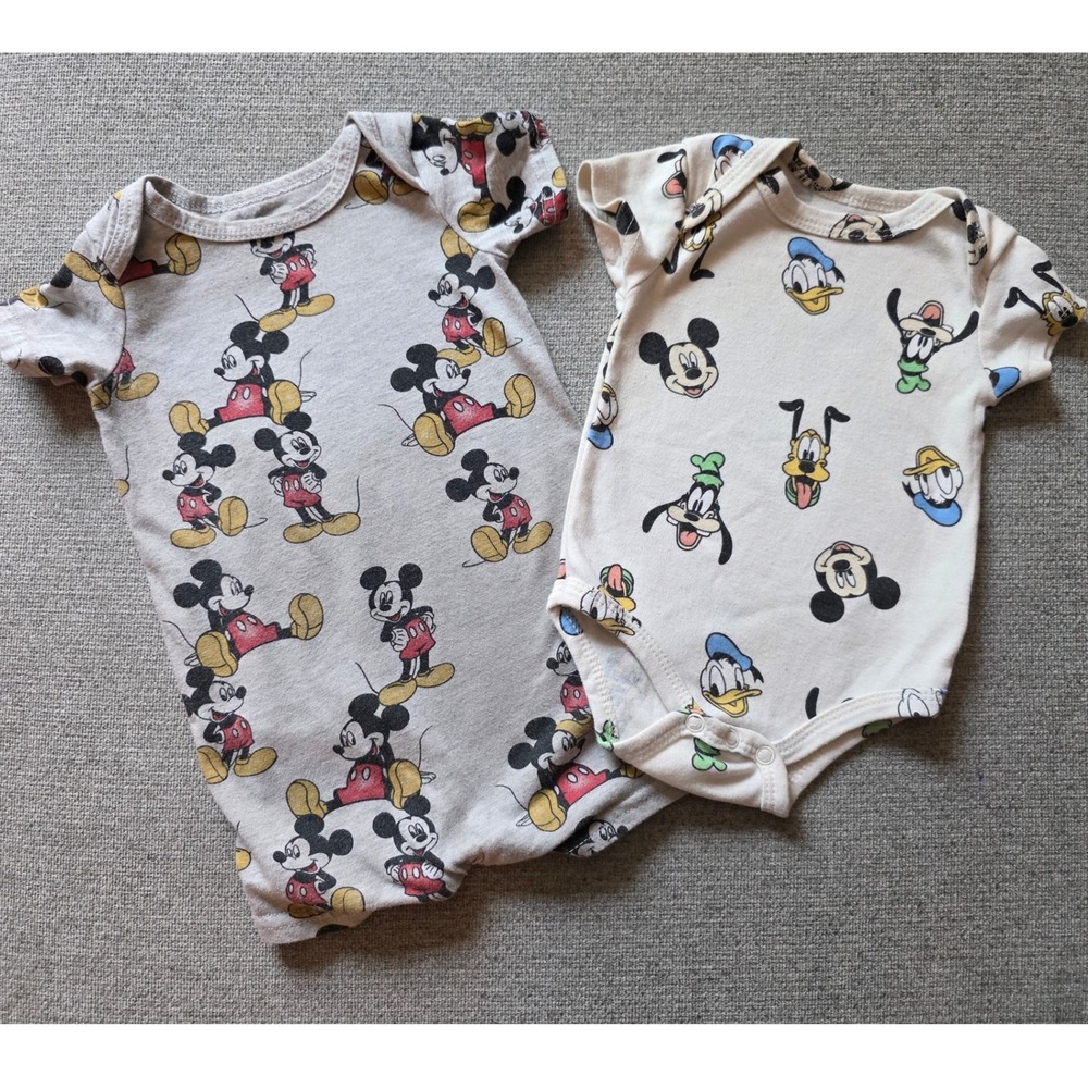 Disney Baby Mickey Mouse Donald Goofy Pluto Bodysuit Romper Set 0-3 Months Set 2